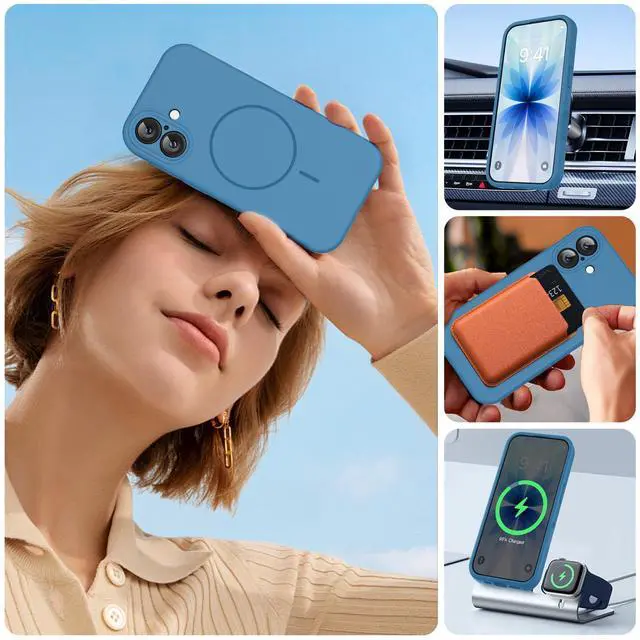 Alt view image 6 of 7 - SOEWIOU Magnetic for iPhone 17 Case, Compatible with MagSafe, Integrated Silicone Camera Control Cover, 3.0mm Thicken Shockproof Drop Protection Phone Case for 17,Capri Blue