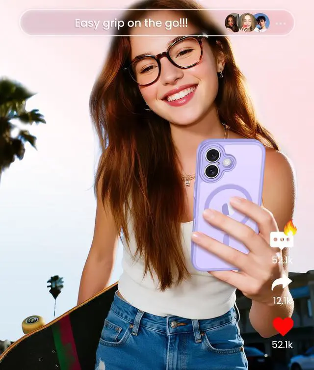 Alt view image 7 of 7 - SOEWIOU for iPhone 17 Case: [Compatible with Magsafe] Translucent Matte Cases with [Full Camera Protection] [Screen Protector] Military Grade Shockproof Protective Phone Cover - Light Purple (6.3inch)