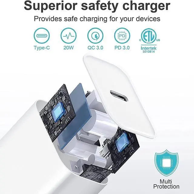 Alt view image 4 of 7 - SOEWIOU iPad Charger Fast Charging USB C Wall Chargers Block Plug Type C 6FT USB C to C Charging Cable Cord for iPad Pro 13/12.9/11 inch,iPad Air 6/5/4/M3/M2/A16,iPad Mini 6/7th,iPad 10/11th