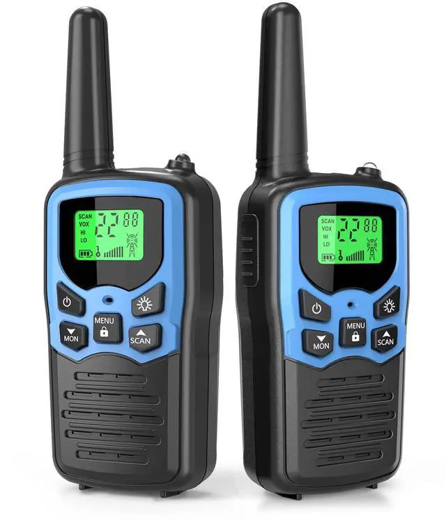 Main image of SOEWIOU Walkie Talkies,Long Range Walkie Talkies for Adults Two-Way Radios with 22 Channels FRS VOX Scan LCD Display with LED Flashlight for Field, Survival Biking Hiking Camping 2 Pack (Blue)