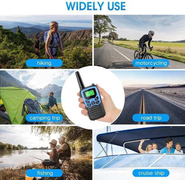 Alt view image 6 of 6 - SOEWIOU Walkie Talkies,Long Range Walkie Talkies for Adults Two-Way Radios with 22 Channels FRS VOX Scan LCD Display with LED Flashlight for Field, Survival Biking Hiking Camping 2 Pack (Blue)