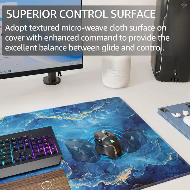 Alt view image 2 of 5 - RGB Extended Gaming Mouse Pad 31.5 x 15.7 Inch Desk Mat with Stitched Edges, Micro-Weave Surface, Non-Slip Rubber Base - OEM