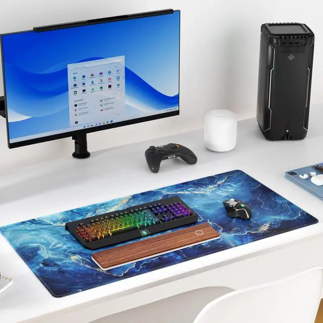 Alt view image 5 of 5 - RGB Extended Gaming Mouse Pad 31.5 x 15.7 Inch Desk Mat with Stitched Edges, Micro-Weave Surface, Non-Slip Rubber Base - OEM