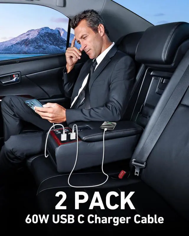 Alt view image 7 of 7 - Car Carplay Cable for iPhone 17/17 Pro/Air/16e/16/15 Pro Max/Plus Cable, 2Pack USB A to USB C for CarPlay USBC Cord, iPad, Galaxy, Pixel, Android Accessories Charging Wire Type-C Car Charger Cord 3FT