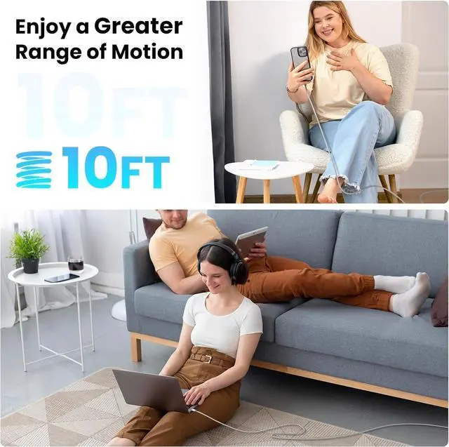 Alt view image 4 of 7 - SOEWIOU USB C Cable3 Pack 10FT 60W Fast Charging USB C to USB C Cable, Durable Type C Charger Cable for iPhone 17/16/15/iPad MacBook CarPlay and More-Grey White