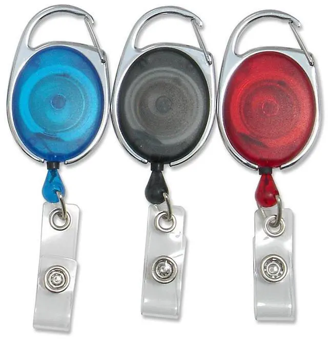 Main image of SOEWIOU Baumgartens Clip ID Badge Reels Oval 30" 3/PK AST 68769