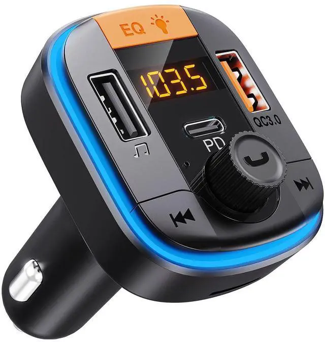 Main image of SOEWIOU Bluetooth FM Transmitter for Car - BAISHUN Bluetooth 5.0 Adapter PD20W+QC3.0 Cigarette Lighter Radio Receiver Music Player Car Charger Supports Hands-Free Call Siri Google Assistant