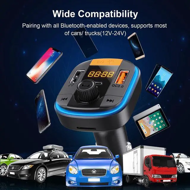 Alt view image 6 of 7 - SOEWIOU Bluetooth FM Transmitter for Car - BAISHUN Bluetooth 5.0 Adapter PD20W+QC3.0 Cigarette Lighter Radio Receiver Music Player Car Charger Supports Hands-Free Call Siri Google Assistant