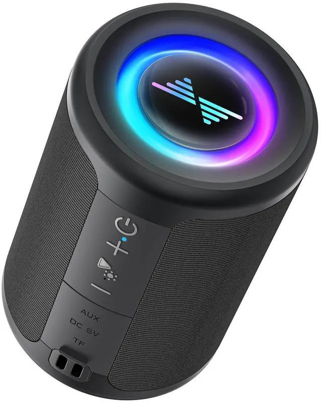 Main image of SOEWIOU LENRUE Small Portable Bluetooth Speaker with Lights, TWS Stereo Surround Sound, Type C Powered, Bluetooth 5.3, AUX TF Card Input, Wireless for Outdoor Home, Coolest Gifts