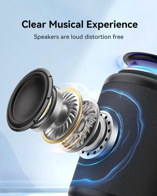 Alt view image 2 of 6 - SOEWIOU LENRUE Small Portable Bluetooth Speaker with Lights, TWS Stereo Surround Sound, Type C Powered, Bluetooth 5.3, AUX TF Card Input, Wireless for Outdoor Home, Coolest Gifts