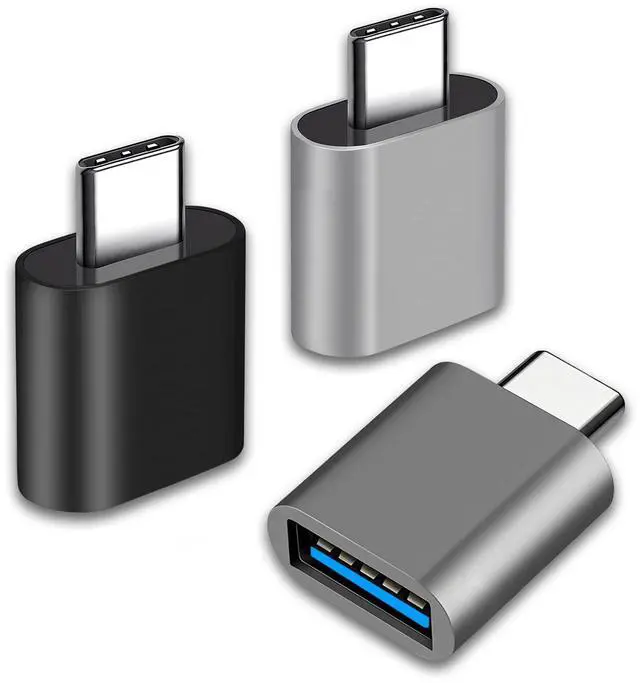 Main image of USB C to USB Adapter, Type C Thunderbolt 4 OTG Converter, USB C Male to USB 3.0 Female Adapter (3-Pack) for Apple MacBook Pro, Mac Book, iPad, Samsung Galaxy S20-S23 and More (Black/Grey/Silver)