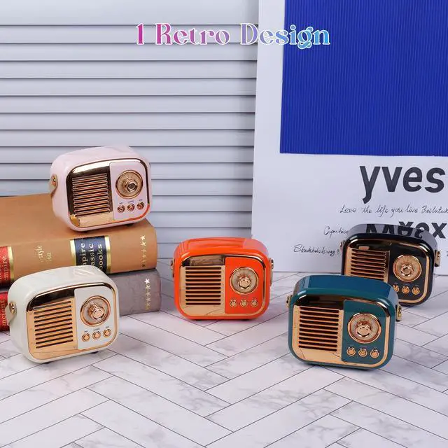 Alt view image 7 of 7 - Aresrora Retro Bluetooth Speaker, Vintage Wireless Speaker,Portable Mini Radio Old Fashion Style for Room Decor Kitchen Desk Bedroom Office,Supports TWS Pairing for iPhone,Android Devices (Orange)