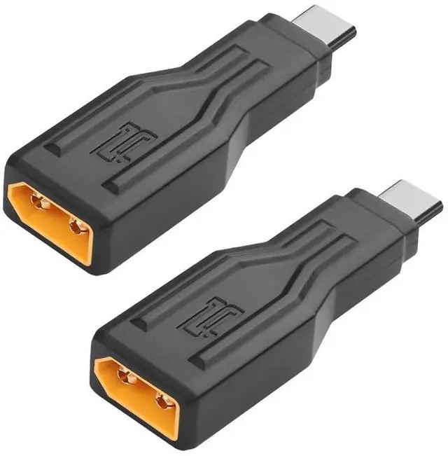 Main image of SOEWIOU 2Pcs XT60 Male to Type C Male Adapter USB C to XT60 Connector Connection USB C Cable USB C Charger Suitable for Laptop, Model, Energy Storage Power Supply, Cell Phone, Monitor Power Supply