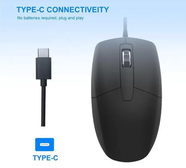 Alt view image 2 of 7 - LOONASA USB C Wired Mouse, Type C Optical Mouse, Portable Silent Comfortable, for Laptop, Mac, MacBook, Android, PC