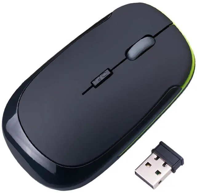 Main image of JINHEZO for Computer Laptop Mouse Wireless, 2.4G Portable USB Optical Wireless Slim Computer Mice with USB Nano Receiver, Compatible with Win XP, 8, 9, 10, 11, etc (Black)