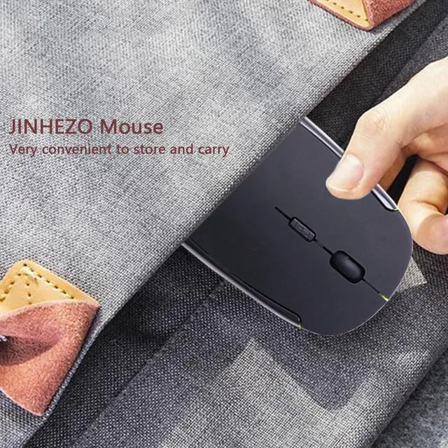 Alt view image 7 of 7 - JINHEZO for Computer Laptop Mouse Wireless, 2.4G Portable USB Optical Wireless Slim Computer Mice with USB Nano Receiver, Compatible with Win XP, 8, 9, 10, 11, etc (Black)