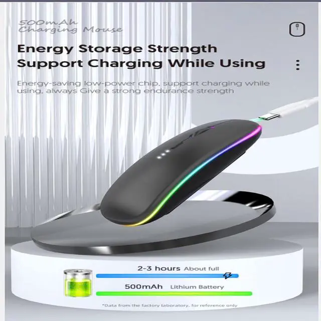 Alt view image 5 of 7 - Guiheng Wireless Bluetooth Mouse,LED Dual Mode Rechargeable Silent Slim Laptop Mouse,Portable(BT5.2+USB Receiver) Dual Mode Computer Mice,for Laptop,Desktop Computer,ipad Tablet,Phone,TV (Grey)