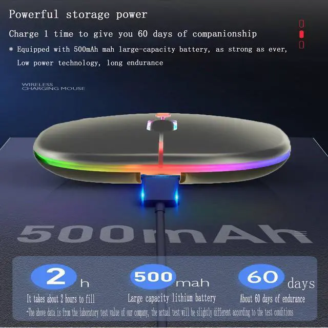 Alt view image 7 of 7 - Guiheng Wireless Bluetooth Mouse,LED Dual Mode Rechargeable Silent Slim Laptop Mouse,Portable(BT5.2+USB Receiver) Dual Mode Computer Mice,for Laptop,Desktop Computer,ipad Tablet,Phone,TV (Grey)