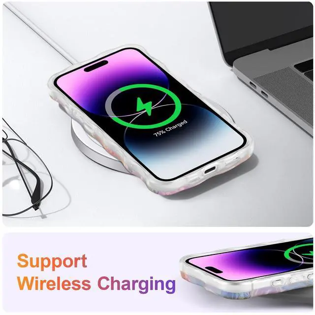 Alt view image 6 of 7 - SOEWIOU Case for iPhone 17, Colorful Retro Oil Painting Printed Flower Laser Glossy Pattern Cute Curly Wave Edge Exquisite Phone Cover Stylish Durable TPU Protective Case for Girl Women-Green