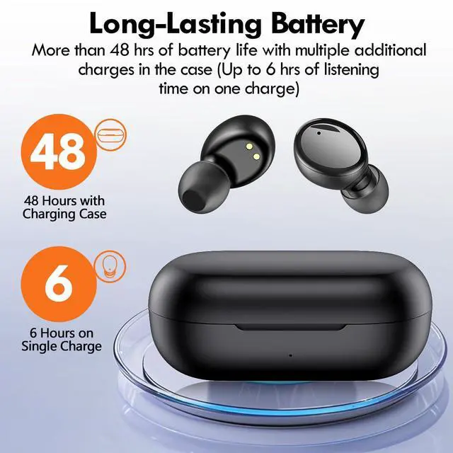 Alt view image 2 of 7 - SOEWIOU True Wireless Bluetooth 5.3 Earbuds, 48H Playtime,Light Weight Headphones in Ear Buds Built in Mic Headset Premium Sound with Deep Bass,Clear Calls Earphones for Sports Workout Black