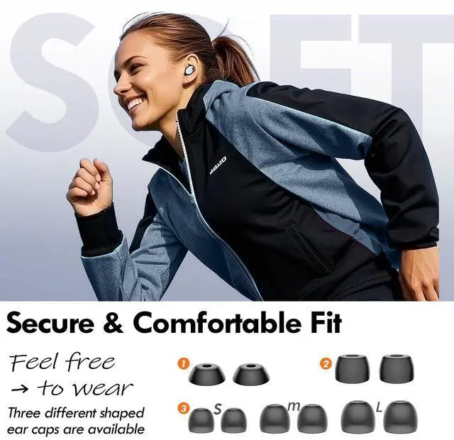 Alt view image 6 of 7 - SOEWIOU True Wireless Bluetooth 5.3 Earbuds, 48H Playtime,Light Weight Headphones in Ear Buds Built in Mic Headset Premium Sound with Deep Bass,Clear Calls Earphones for Sports Workout Black