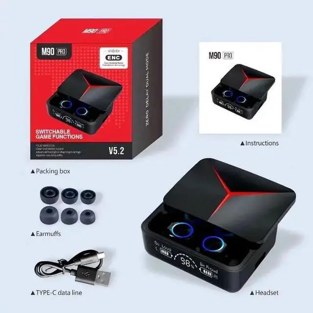 Alt view image 3 of 7 - SOEWIOU Wireless Earbuds with Noise Canceling Mic, Bluetooth 5.3, Waterproof, Touch Control, LED Display, Gaming Headset, HD Call, Voice Assistant, HiFi Stereo Sound, 150 H, Wireless Earphone,, Black