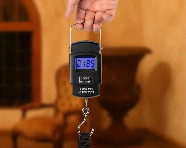 Alt view image 7 of 7 - SOEWIOU Portable Luggage Scale 50kg/110lb Electronic Digital Suitcase Weight Scale Travel Bag Hanging Weighing Scale