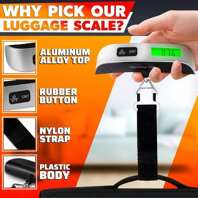 Alt view image 3 of 7 - SOEWIOU Weight Scale for Packages - Hanging Scales for Weighing Packages Portable Luggage Scale Travel Essentials 110lb/50kg - Small Suitcase Scale for Travel Accessories for Women & Men