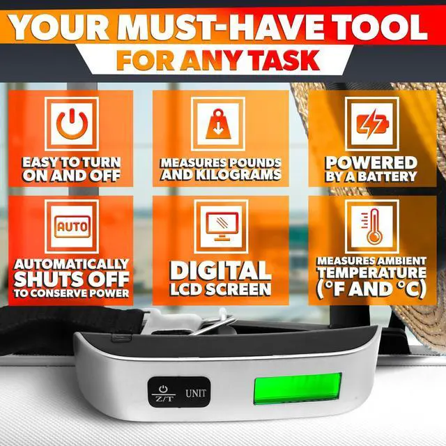 Alt view image 4 of 7 - SOEWIOU Weight Scale for Packages - Hanging Scales for Weighing Packages Portable Luggage Scale Travel Essentials 110lb/50kg - Small Suitcase Scale for Travel Accessories for Women & Men