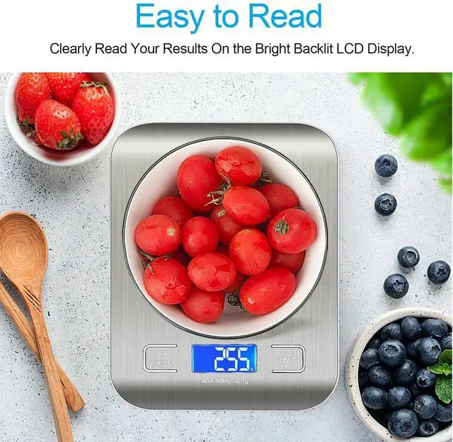 Alt view image 2 of 14 - SOEWIOU Food Scale, Kitchen Scale, Weight Scale Grams and Ounces for Weight Loss, Baking, Cooking, Keto and Meal Prep, LCD Display, 304 Stainless Steel