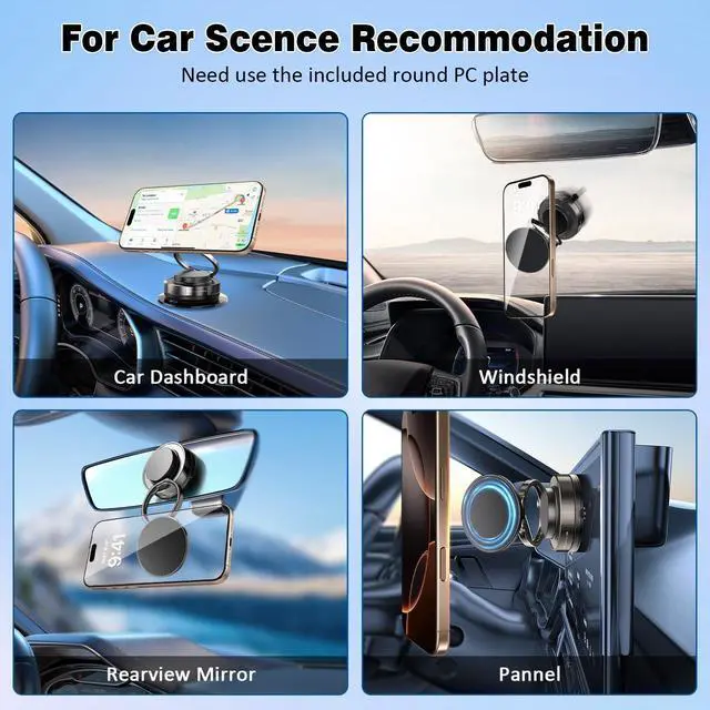 Alt view image 4 of 7 - SOEWIOU Cup Phone Mount 360° Rotatable Dual-Axis Phone Stand Vacuum Magnetic Car Phone Holder for Mag-Safe 98LBS Portable Cell Phone Holder for Makeup/Gym/Mirror,IP Hone 16 15 14 13 12 All Smartphone