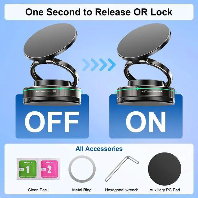 Alt view image 5 of 7 - SOEWIOU Cup Phone Mount 360° Rotatable Dual-Axis Phone Stand Vacuum Magnetic Car Phone Holder for Mag-Safe 98LBS Portable Cell Phone Holder for Makeup/Gym/Mirror,IP Hone 16 15 14 13 12 All Smartphone