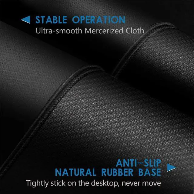 Alt view image 6 of 7 - SOEWIOU Gaming Mouse Pad 12x10x1/8 in. Delicate Stitched Edges & Non-Slip Natural Rubber Base, Premium-Textured & Waterproof Mousepad, Mouse Mat for Computer, Laptop, PC, Office & Home, Black