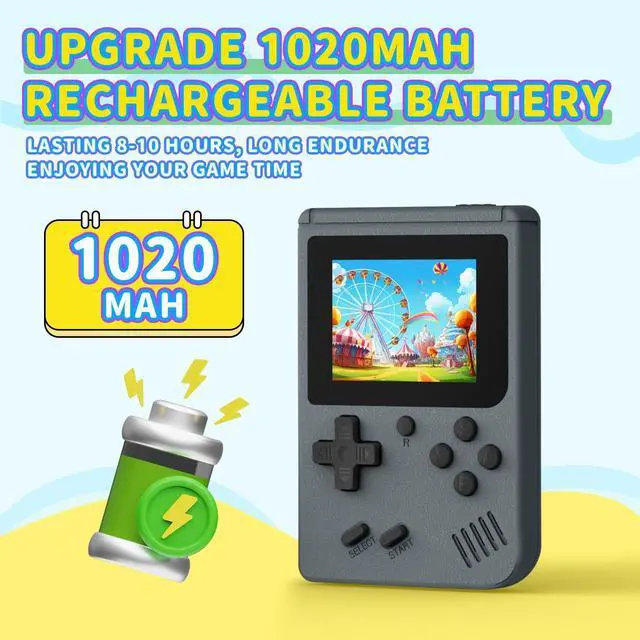 Alt view image 2 of 7 - SOEWIOU Retro Gaming Console, Portable Video Game Console with 3.0 inch IPS Screen and Preloaded 400 Classic Video Games, Mini Retro Handheld Game Console (Gray)