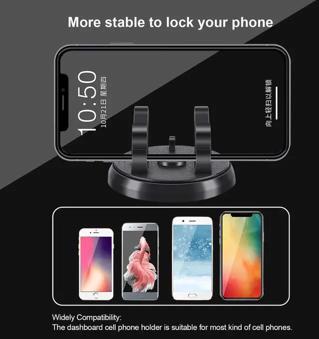 Alt view image 6 of 6 - SOEWIOU Dashboard Phone Holder for Car Vertical Horizontal 360 Rotate,Cell Phone Holder for Car Compatible with i-Phone Samsung Android Smartphones GPS Devices for Various Dashboards(1PC,Black)