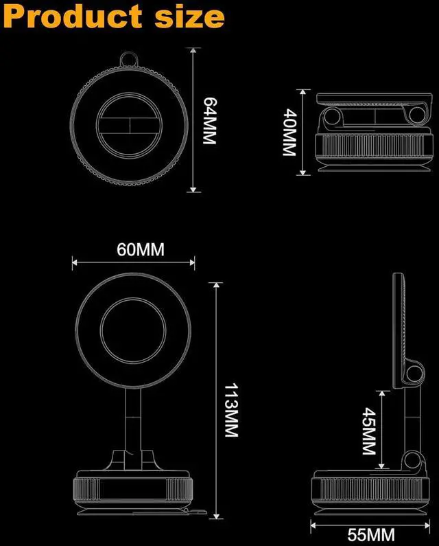 Alt view image 3 of 7 - SOEWIOU Magnetic Phone Holder Car with Vacuum Technology, Mobile Phone Holder, Strong Suction Cup, 360° Adjustable for Dashboard, Windscreen, Compatible with iPhone 12-16 Samsung S24 Ultra, Black