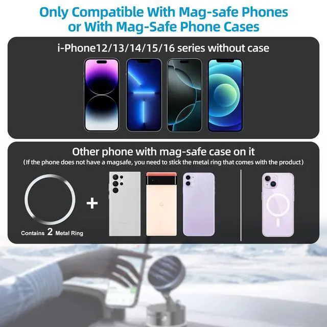 Alt view image 7 of 7 - SOEWIOU Suction Magnetic Phone Holder, Adjustable Vacuum Magnetic Car Phone Holder Foldable Vacuum Magnetic Cell Phone Holder Stand Suction Phone mount for iPhone 16/15/14/13/12/Gym/Shower/Car/Mirror