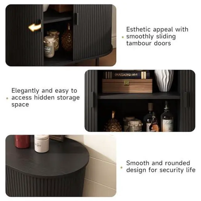 Alt view image 6 of 7 - ONBRILL 31.5" Sideboard Buffet Cabinet with Storage, Storage Cabinet with Sliding Door & Adjustable Shelf, Modern Accent Coffee Bar Console Table for Kitchen, Entryway, Black
