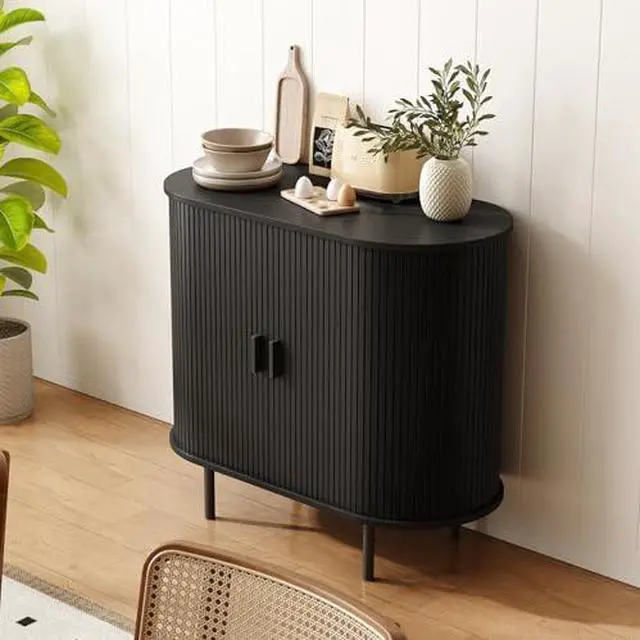 Alt view image 7 of 7 - ONBRILL 31.5" Sideboard Buffet Cabinet with Storage, Storage Cabinet with Sliding Door & Adjustable Shelf, Modern Accent Coffee Bar Console Table for Kitchen, Entryway, Black
