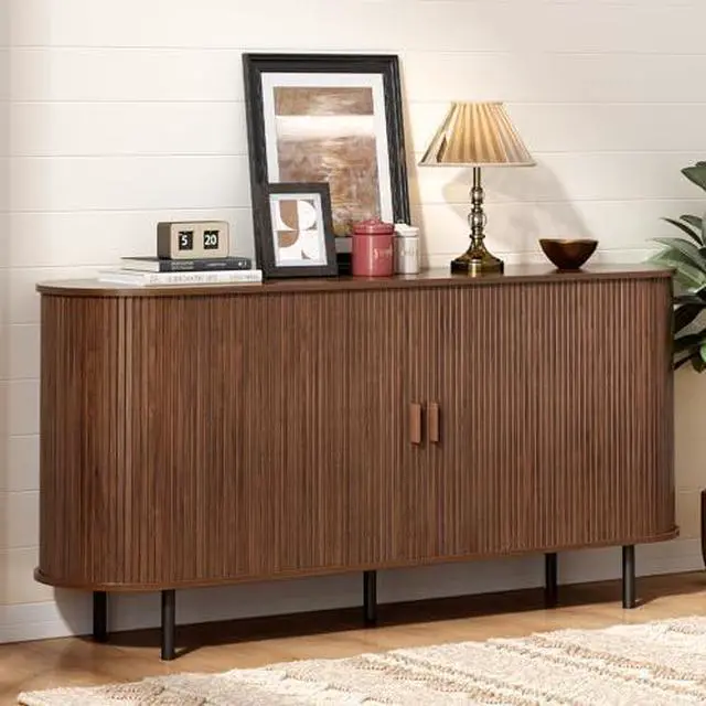 Main image of ONBRILL 63" Sideboard Buffet Cabinet with Storage, Storage Cabinet with Sliding Door & Adjustable Shelf, Modern Accent Coffee Bar Console Table for Kitchen, Entryway, Walnut