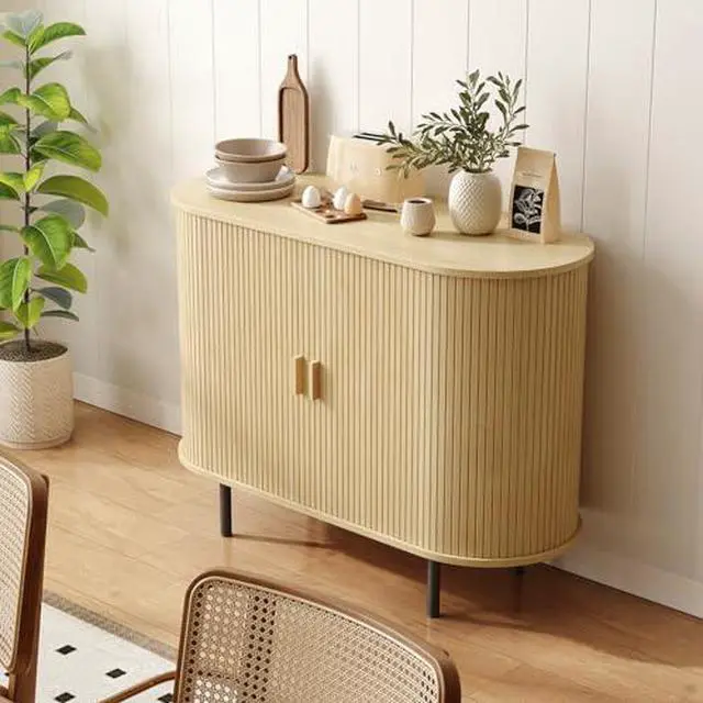 Alt view image 7 of 7 - ONBRILL 40" Sideboard Buffet Cabinet with Storage, Storage Cabinet with Sliding Door & Adjustable Shelf, Modern Accent Coffee Bar Console Table for Kitchen, Entryway, Oak