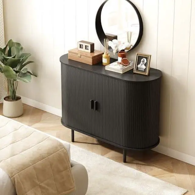 Alt view image 6 of 7 - ONBRILL 40" Sideboard Buffet Cabinet with Storage, Storage Cabinet with Sliding Door & Adjustable Shelf, Modern Accent Coffee Bar Console Table for Kitchen, Entryway, Black