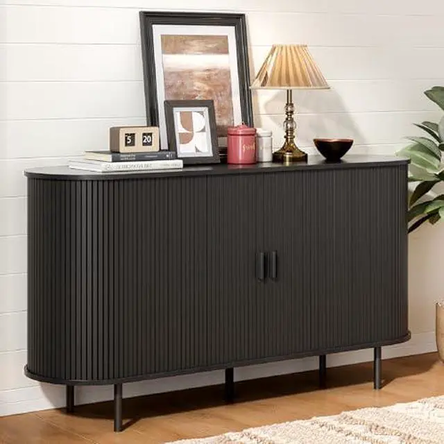 Main image of ONBRILL 55" Sideboard Buffet Cabinet with Storage, Storage Cabinet with Sliding Door & Adjustable Shelf, Modern Accent Coffee Bar Cabinet Console Table for Kitchen, Entryway, Black