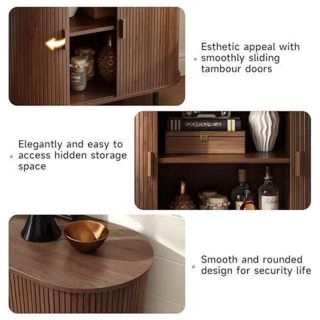 Alt view image 6 of 7 - ONBRILL 31.5" Sideboard Buffet Cabinet with Storage, Storage Cabinet with Sliding Door & Adjustable Shelf, Modern Accent Coffee Bar Console Table for Kitchen, Entryway, Walnut