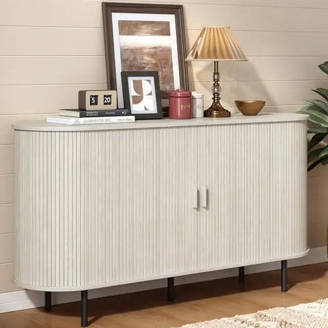 Main image of ONBRILL 55" Sideboard Buffet Cabinet with Storage, Storage Cabinet with Sliding Door & Adjustable Shelf, Modern Accent Coffee Bar Console Table for Kitchen, Entryway, Natural White