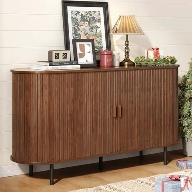 Main image of ONBRILL 55" Sideboard Buffet Cabinet with Storage, Sliding Door & Adjustable Shelf, Modern Accent Coffee Bar Console Table for Kitchen, Entryway, Walnut
