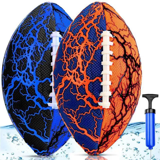 Main image of Pool Beach Water Football - 2Pack Strong Grip Waterproof Football for All-Weather Play Pool Toys Beach Games Outdoor Sports Toy Christmas Birthday Gifts for Kids Boys Teens Adults