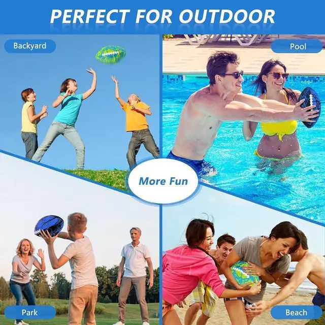 Alt view image 5 of 6 - Pool Beach Water Football - 2Pack Strong Grip Waterproof Football for All-Weather Play Pool Toys Beach Games Outdoor Sports Toy Christmas Birthday Gifts for Kids Boys Teens Adults