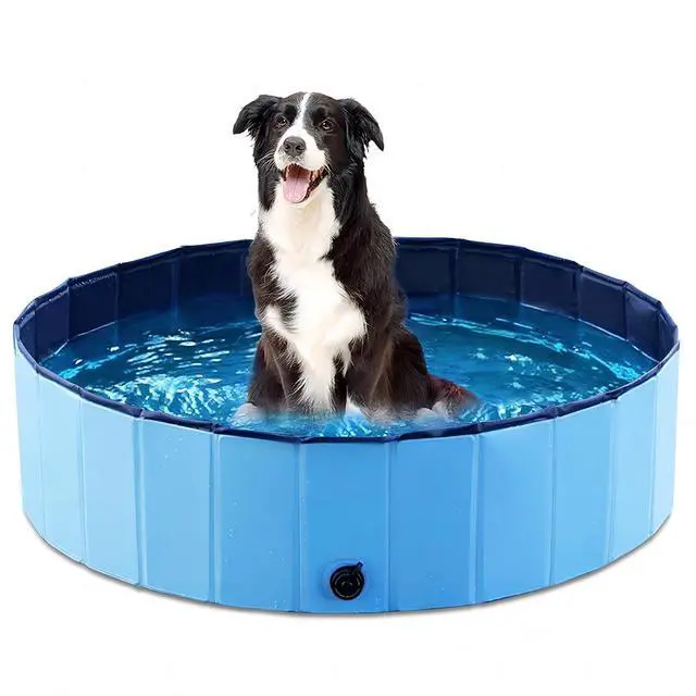 Main image of Foldable Dog Pet Bath Pool Collapsible Dog Pet Pool Bathing Tub Kiddie Pool Doggie Wading Pool for Puppy Small Medium Large Dogs Cats and Kids 39.5" Blue
