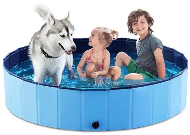 Main image of Foldable Dog Pet Bath Pool Collapsible Dog Pet Pool Bathing Tub Kiddie Pool Doggie Wading Pool for Puppy Small Medium Large Dogs Cats and Kids 55" Blue